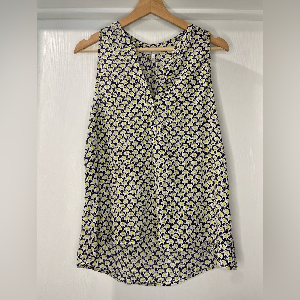 Joie Silk Elephant Print Sleeveless Blouse. Size S